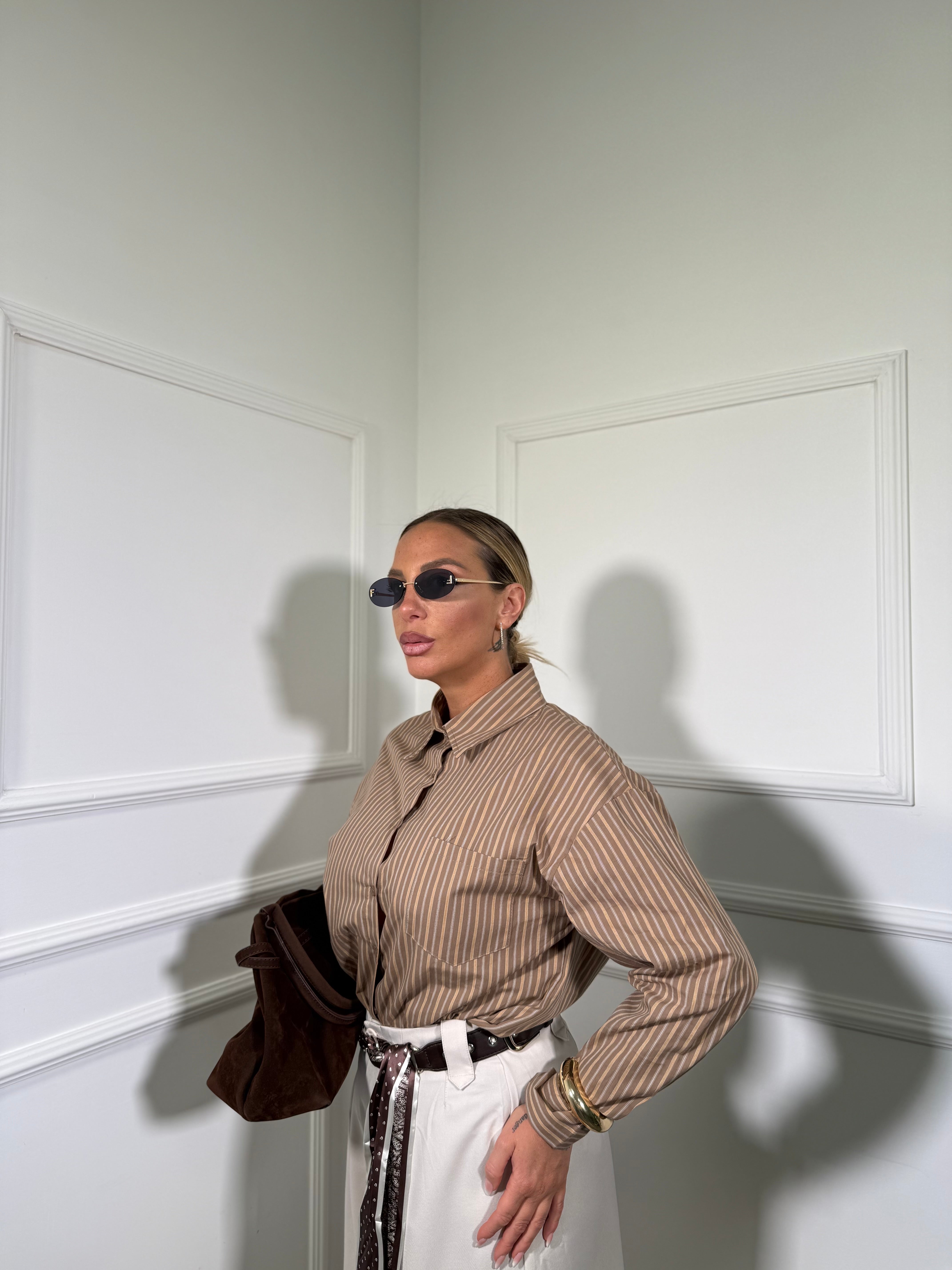 Camicia a righe Selma camel 17216