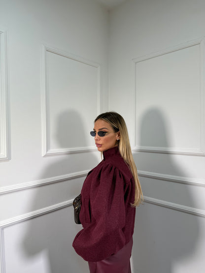 Bomber in lana cotta Cambridge bordeaux 6799