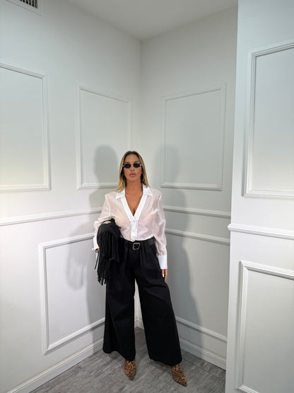 Pantaloni palazzo 7/8 Cathy nero by justwest 26100p