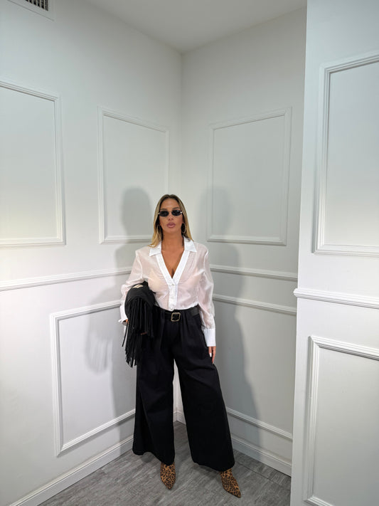 Pantaloni palazzo 7/8 Cathy nero by justwest 26100p