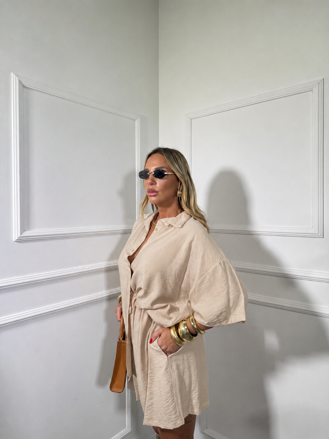 Coordinato mezza manica (curvy) Niside beige 8490