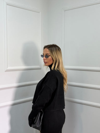 Coordinato lana rasata collo alto Alaska nero g106