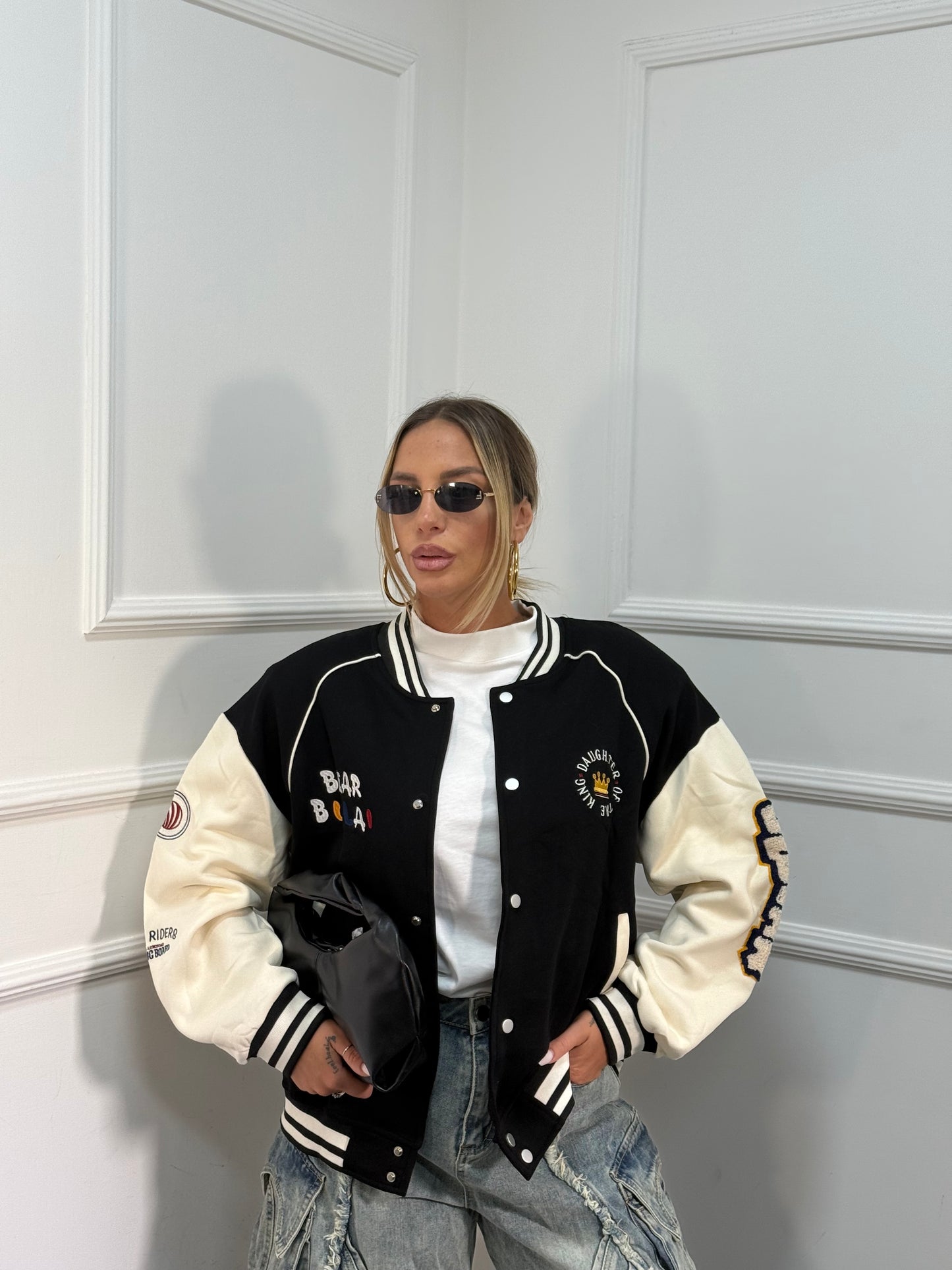 Giacca college Bristol nero/panna yt30059