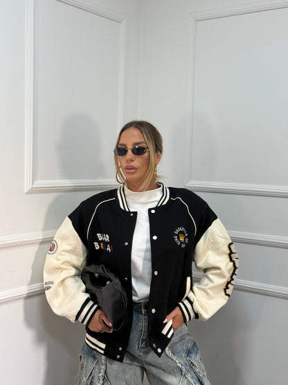 Giacca college Bristol nero/panna yt30059