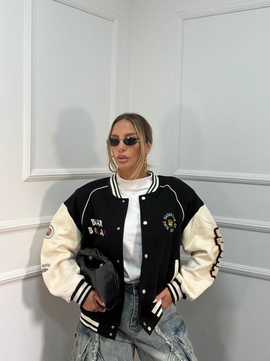 Giacca college Bristol nero/panna yt30059