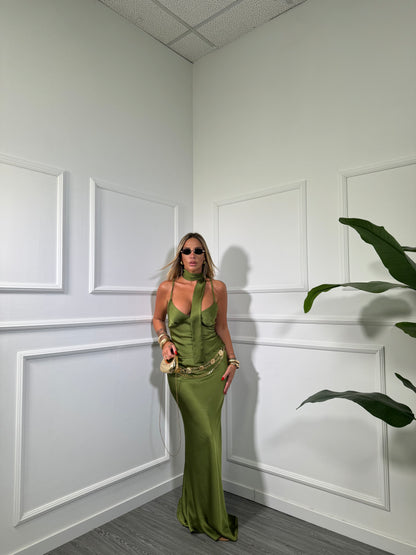 Coordinato in satin Panama verde acido 14064