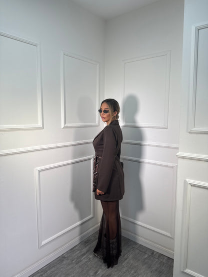 Longuette in tulle elastico cioccolato 19365