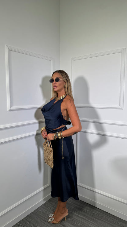 Coordinato in satin Charlotte blu 141942