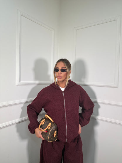 Coordinato tuta lana cotta Bear bordeaux 50815