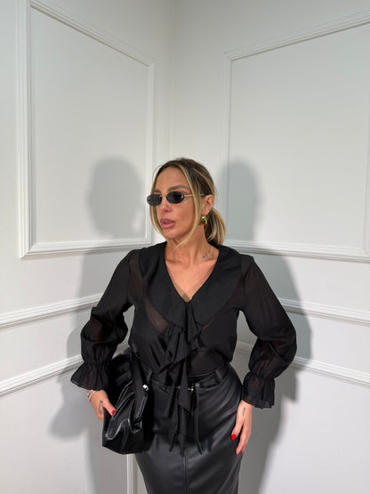 Blusa in chiffon Camila nera 12928