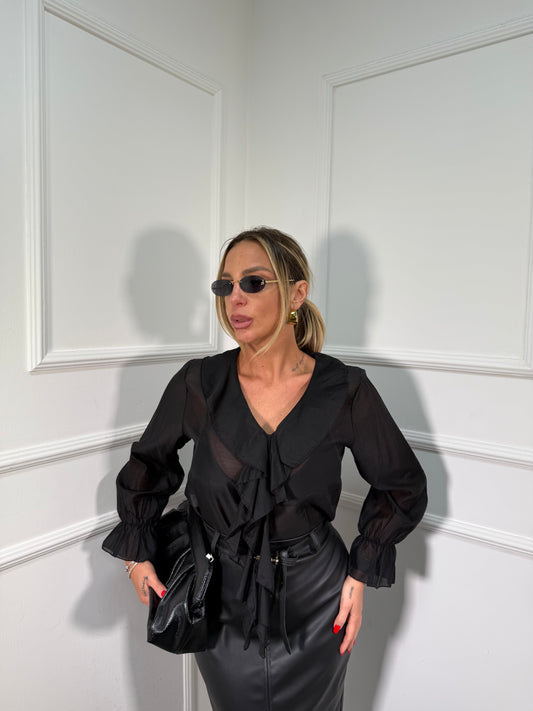 Blusa in chiffon Camila nera 12928