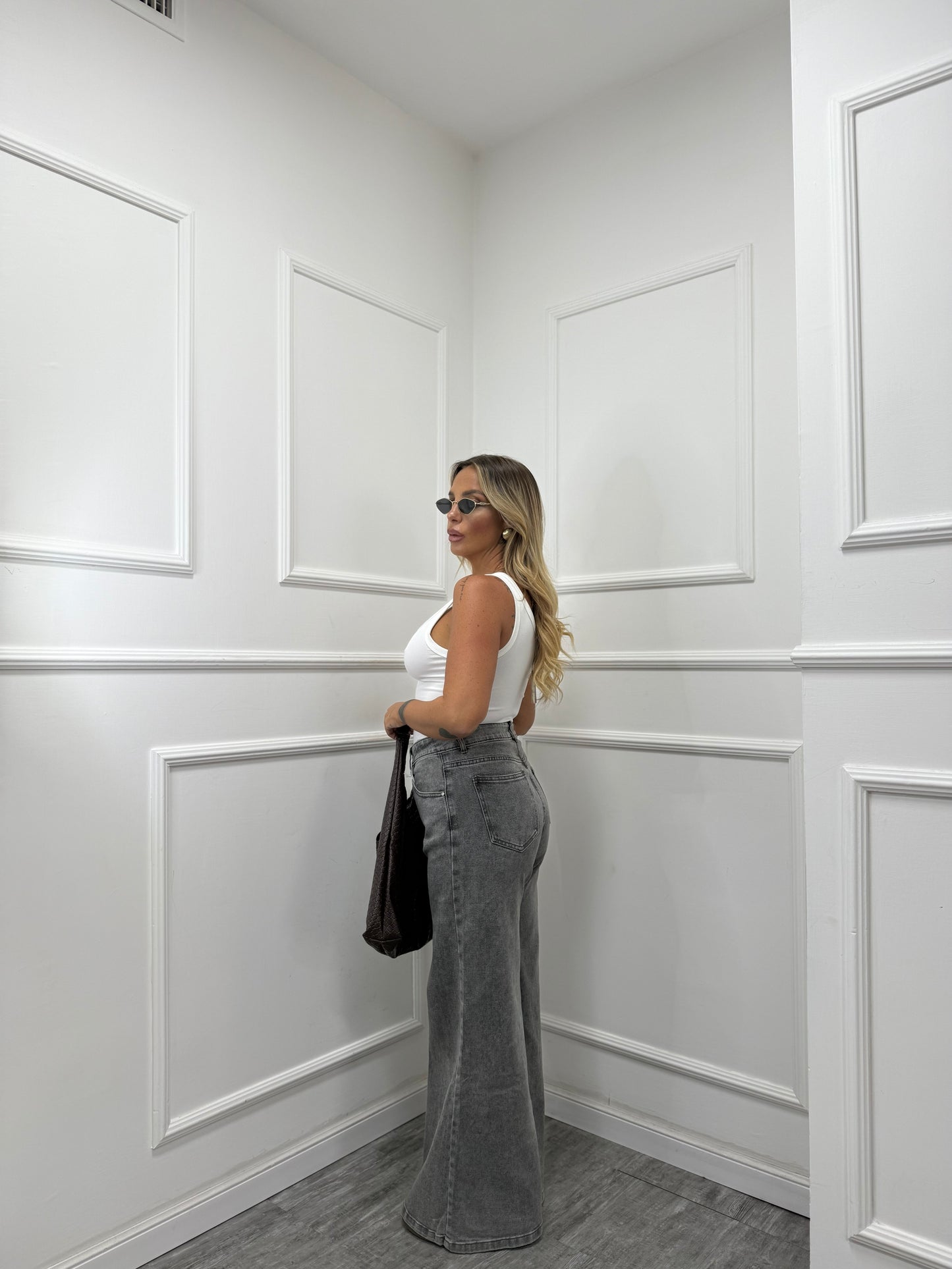 Jeans palazzone District grigio y5167