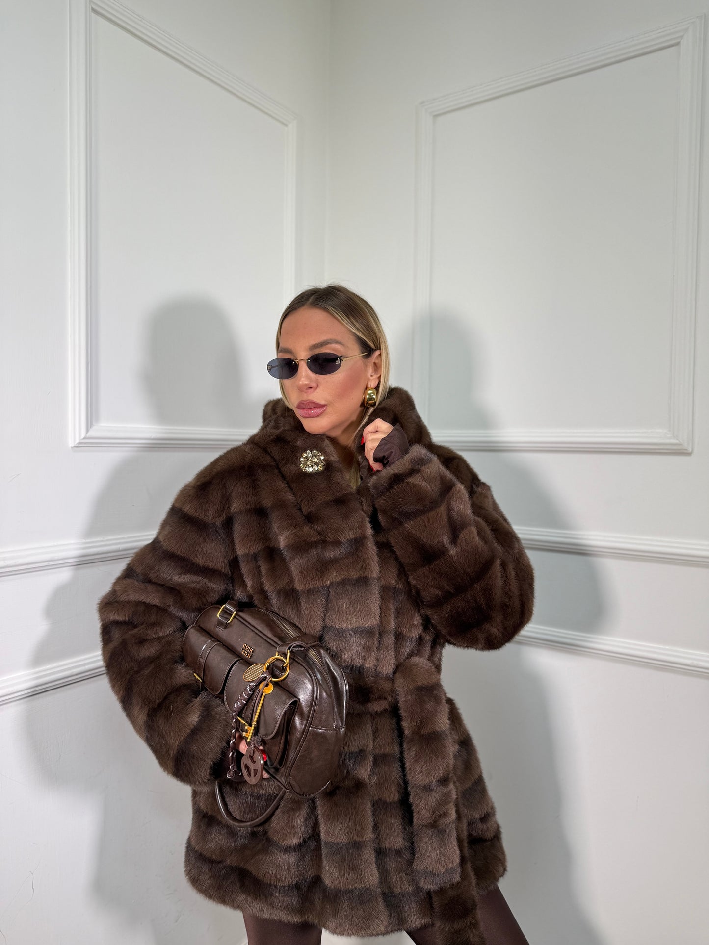 Ecofur Midi con cintura Norvegian cioccolato 5509