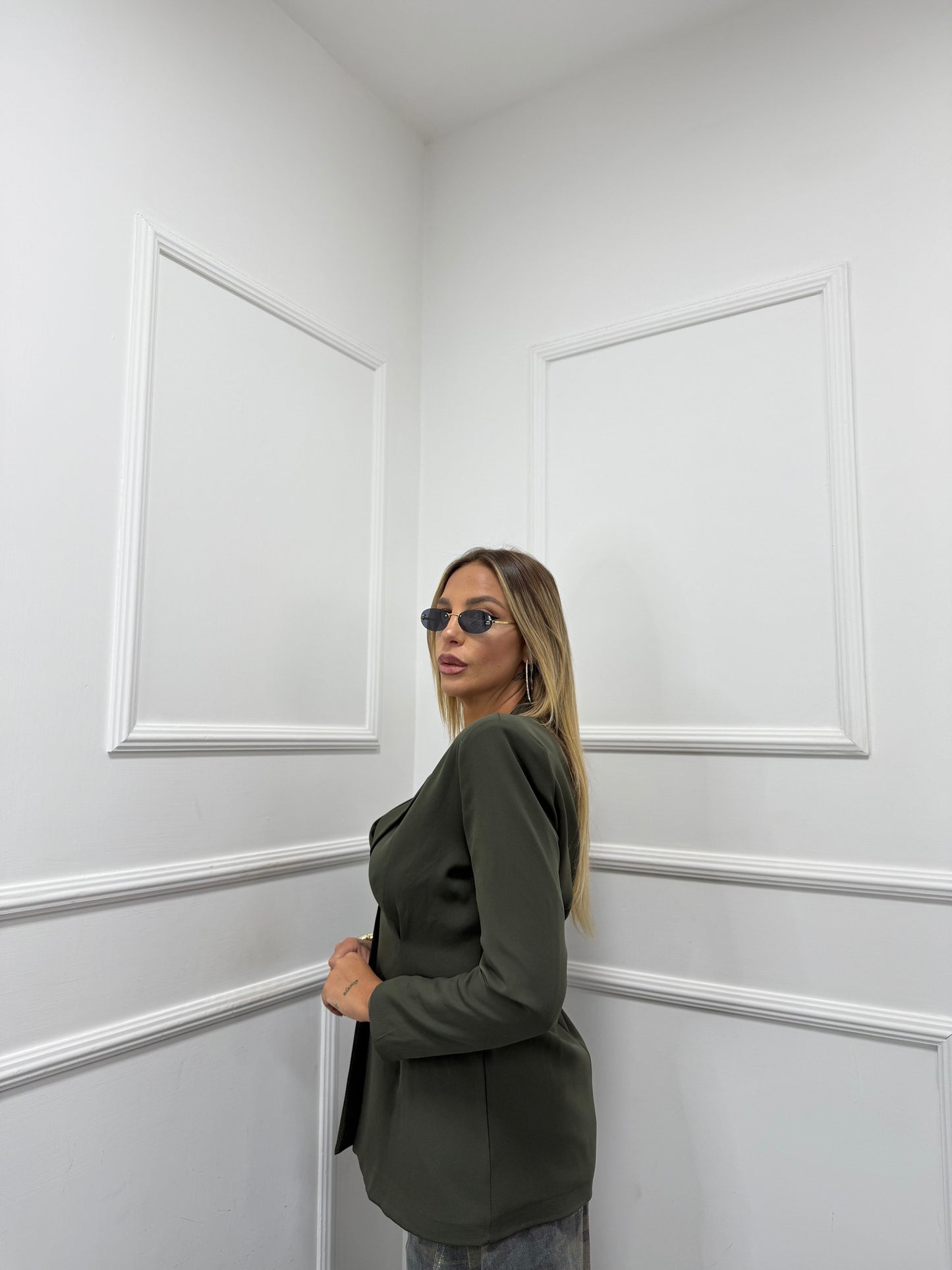 Blazer con spalline Corinne verde kiwi 22586