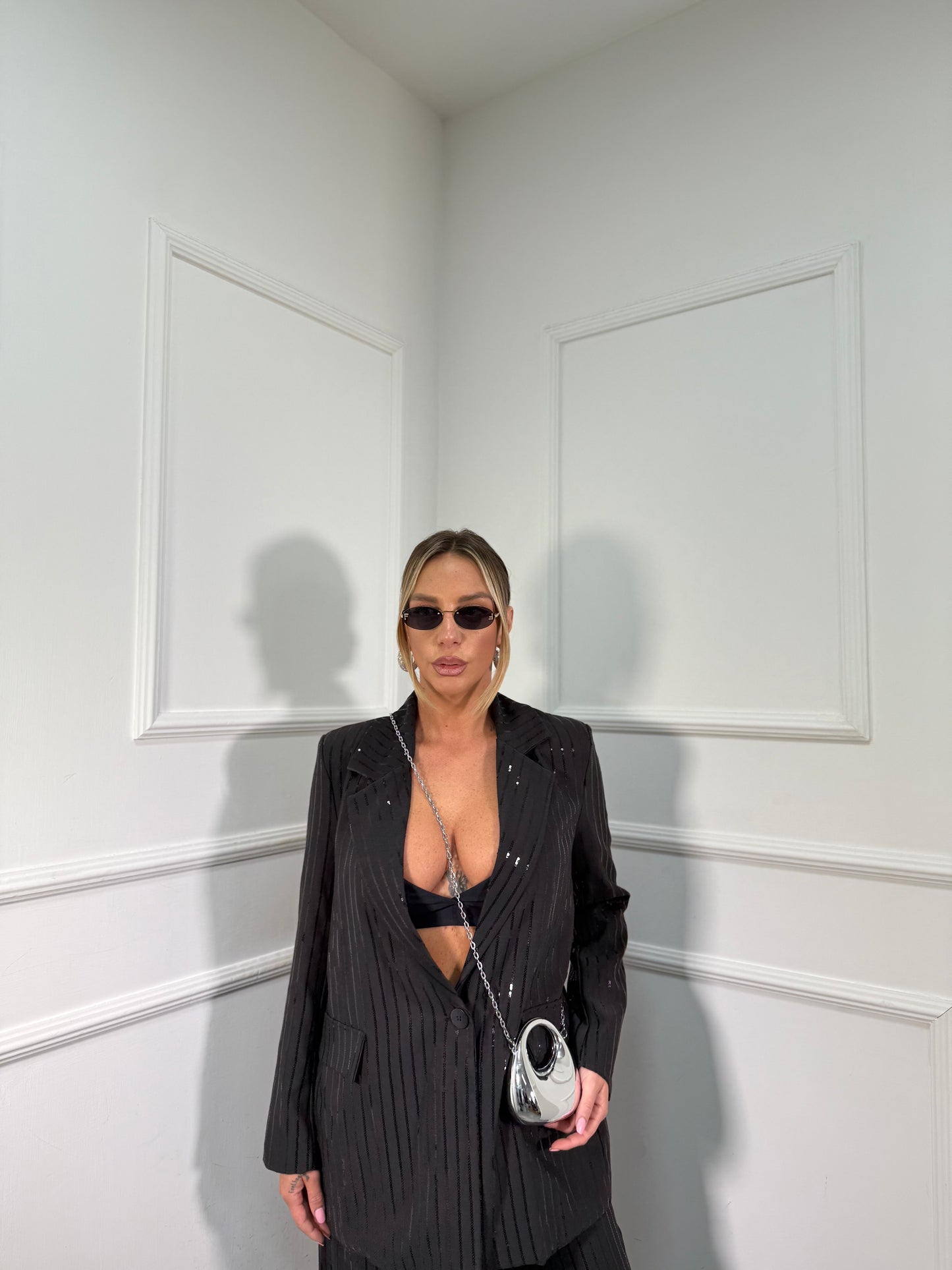 Tailleur micro paillettes Kaylie nero 87557