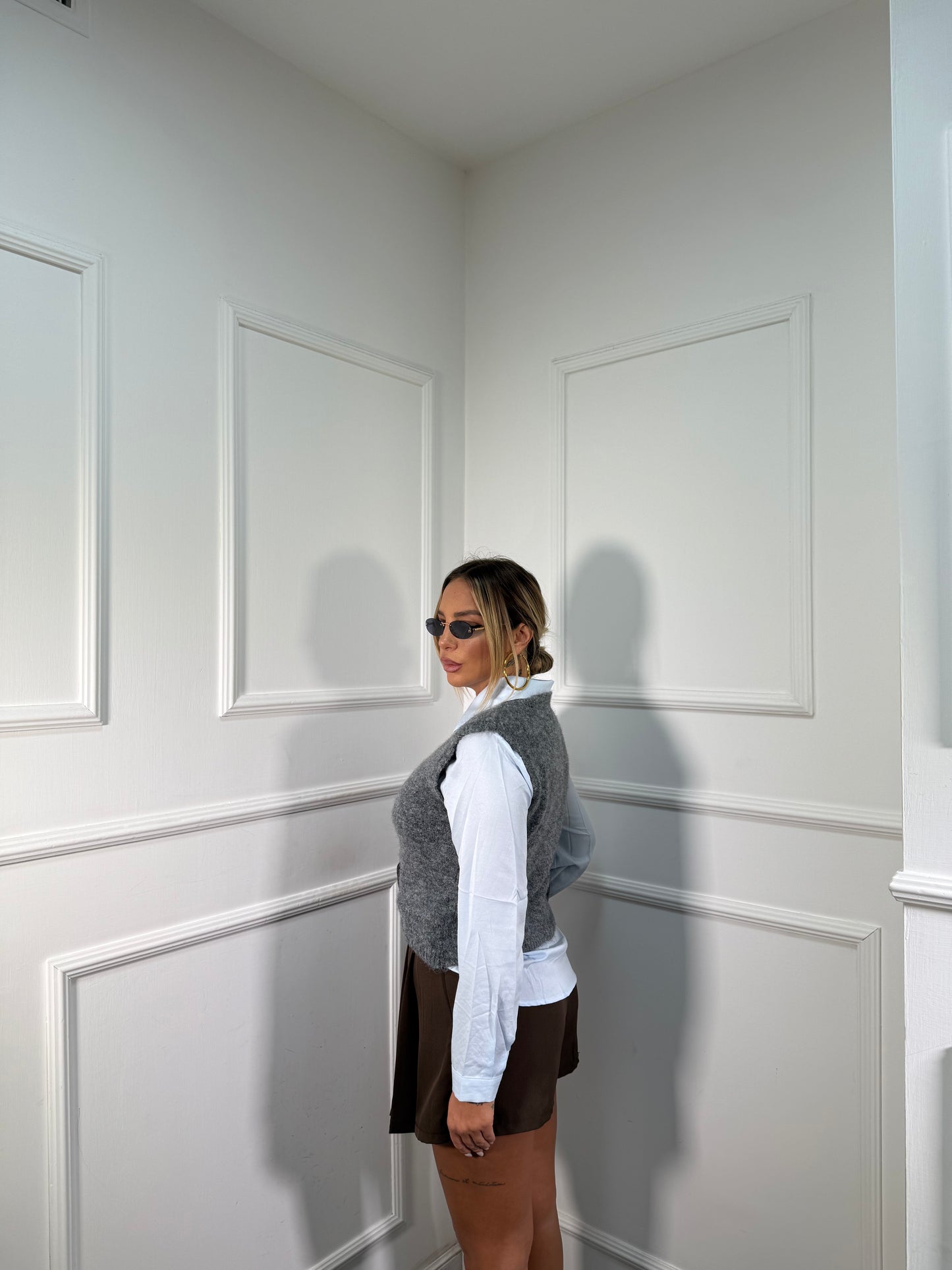 Pantagonna a pieghe Tennis marrone m12621