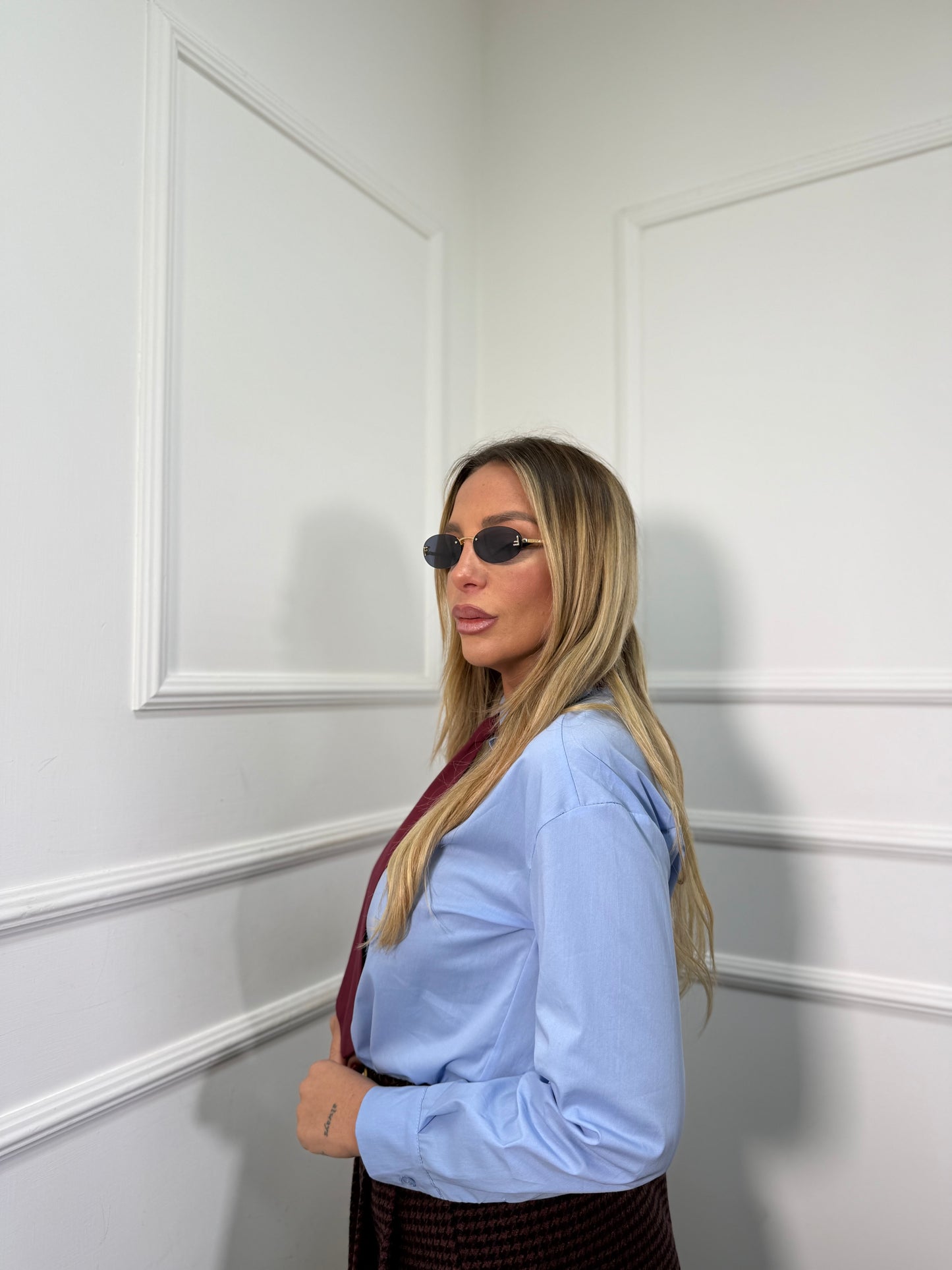 Camicia con cravatta Clevin azzurra 56222