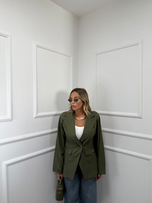 Blazer asimmetrico con spalline verde kiwi 88312