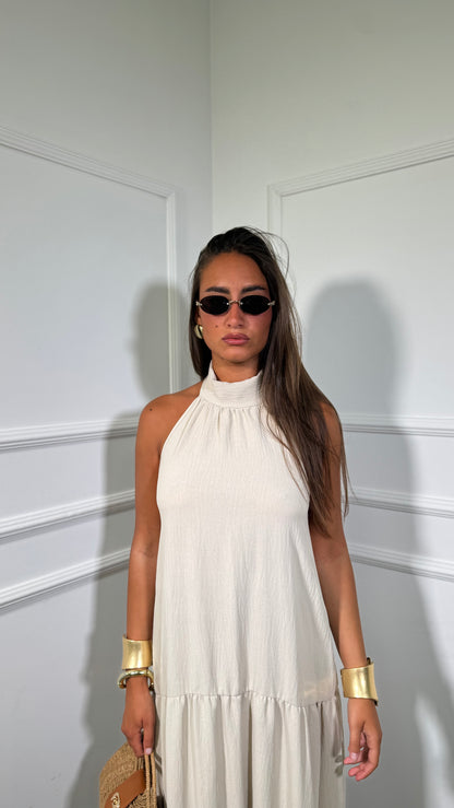 Abito midi con balze Desy sabbia