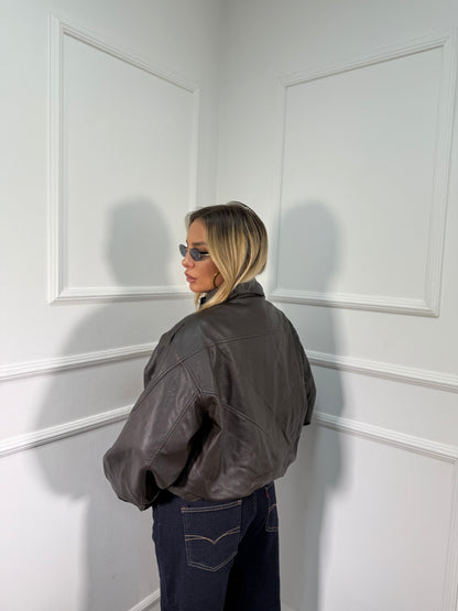 Giubbotto oversize ecopelle Carnaby testa di moro har006