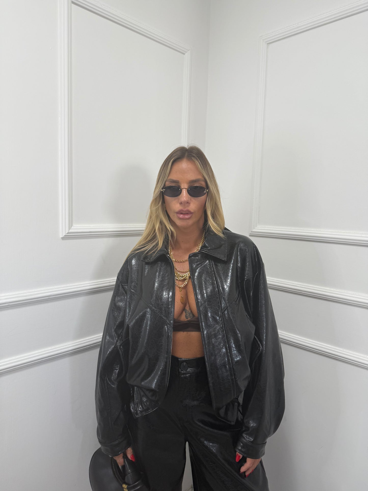 Bomber ecopelle HORSES nero ld3346 by lumina