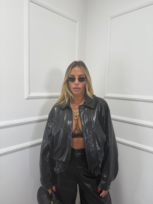 Bomber ecopelle HORSES nero ld3346 by lumina