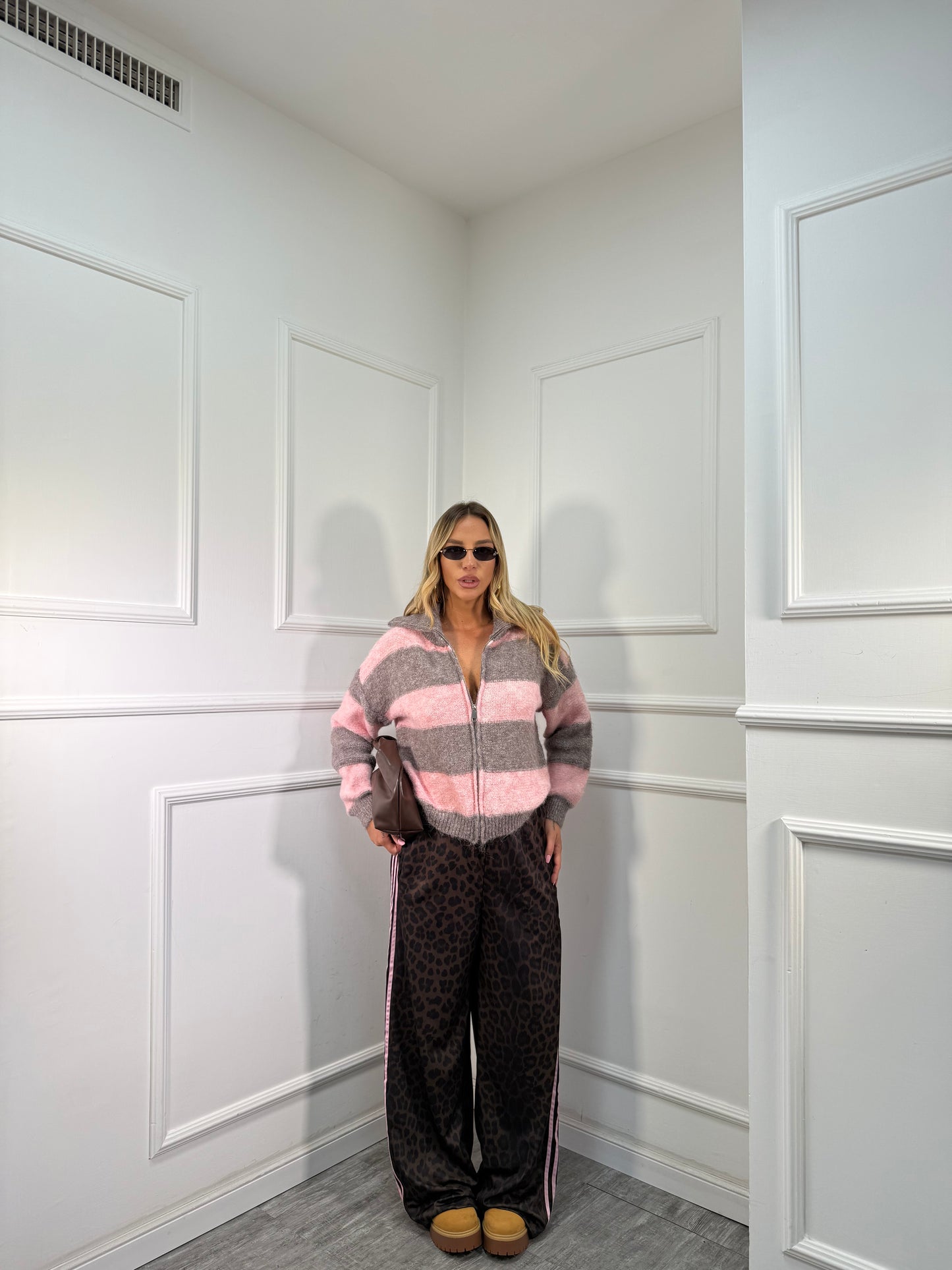 Pantatuta palazzo Arya maculato banda rosa