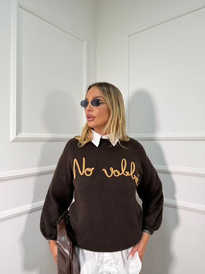 Pullover lana cotta No Vabbè cioccolato a2702