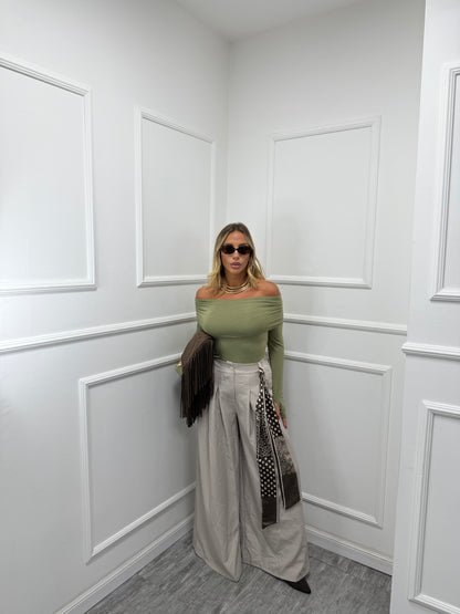 Pantaloni palazzo con foulard Must Have sabbia 18188