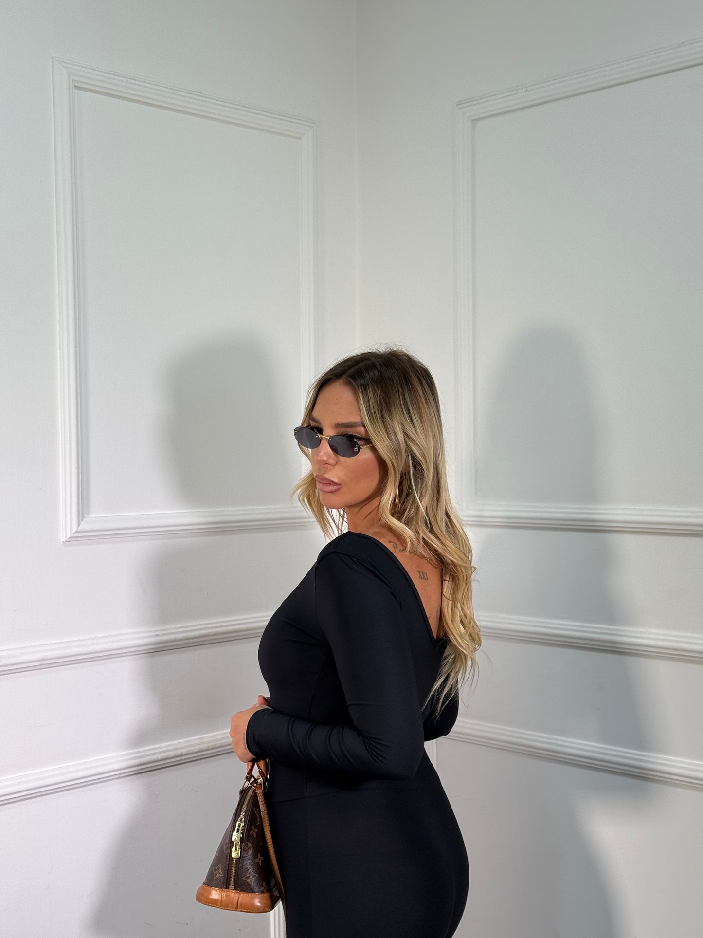 Coordinato in lycra con body Bond Street nero 5660