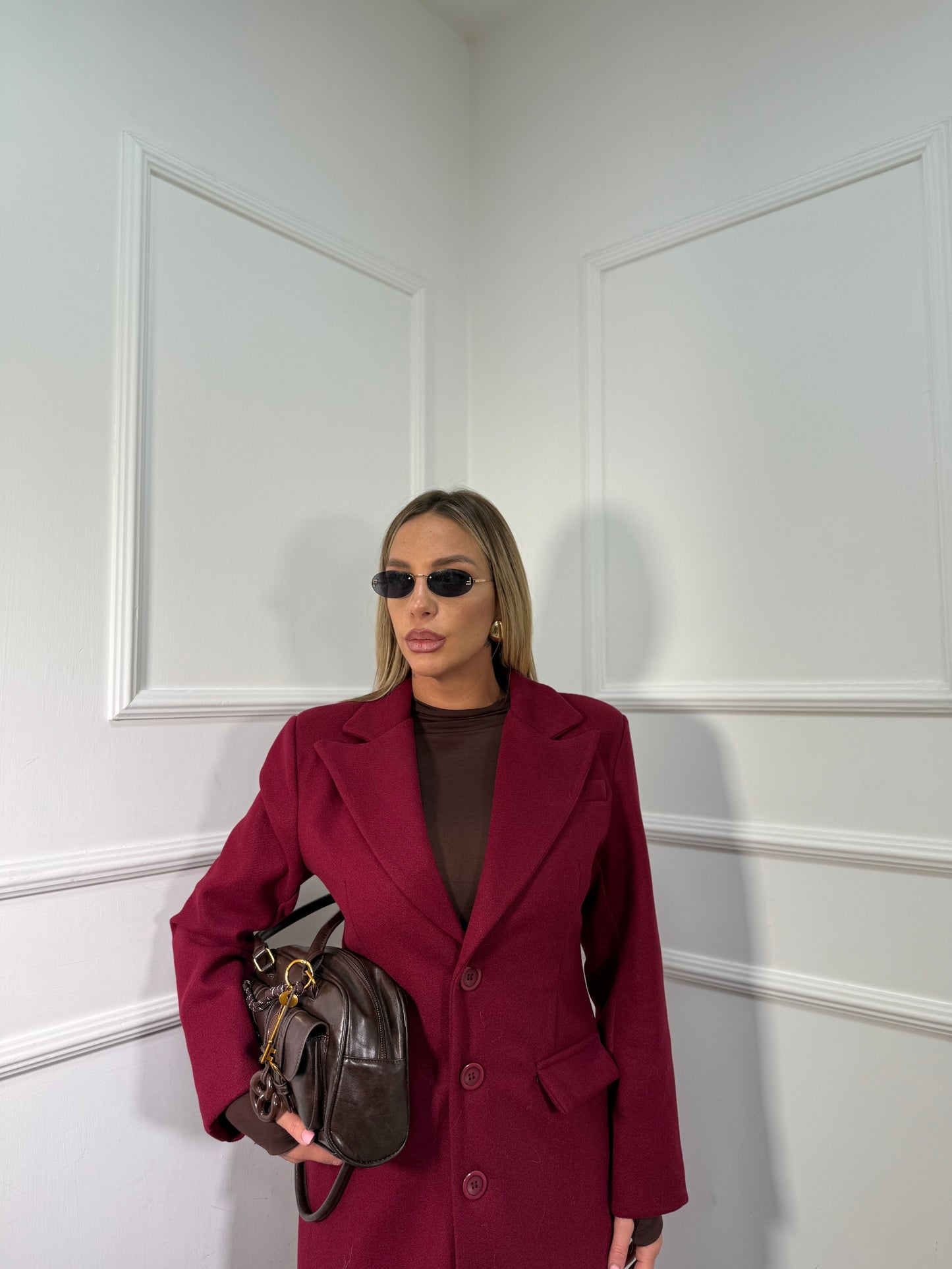 Cappotto in panno avvitato Erin bordeaux 5928