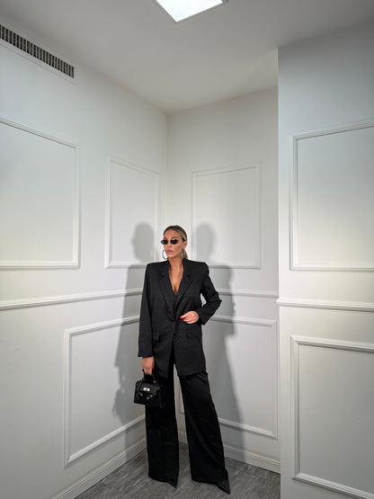 Tailleur oversize micro strass Skyline nero 30096/97