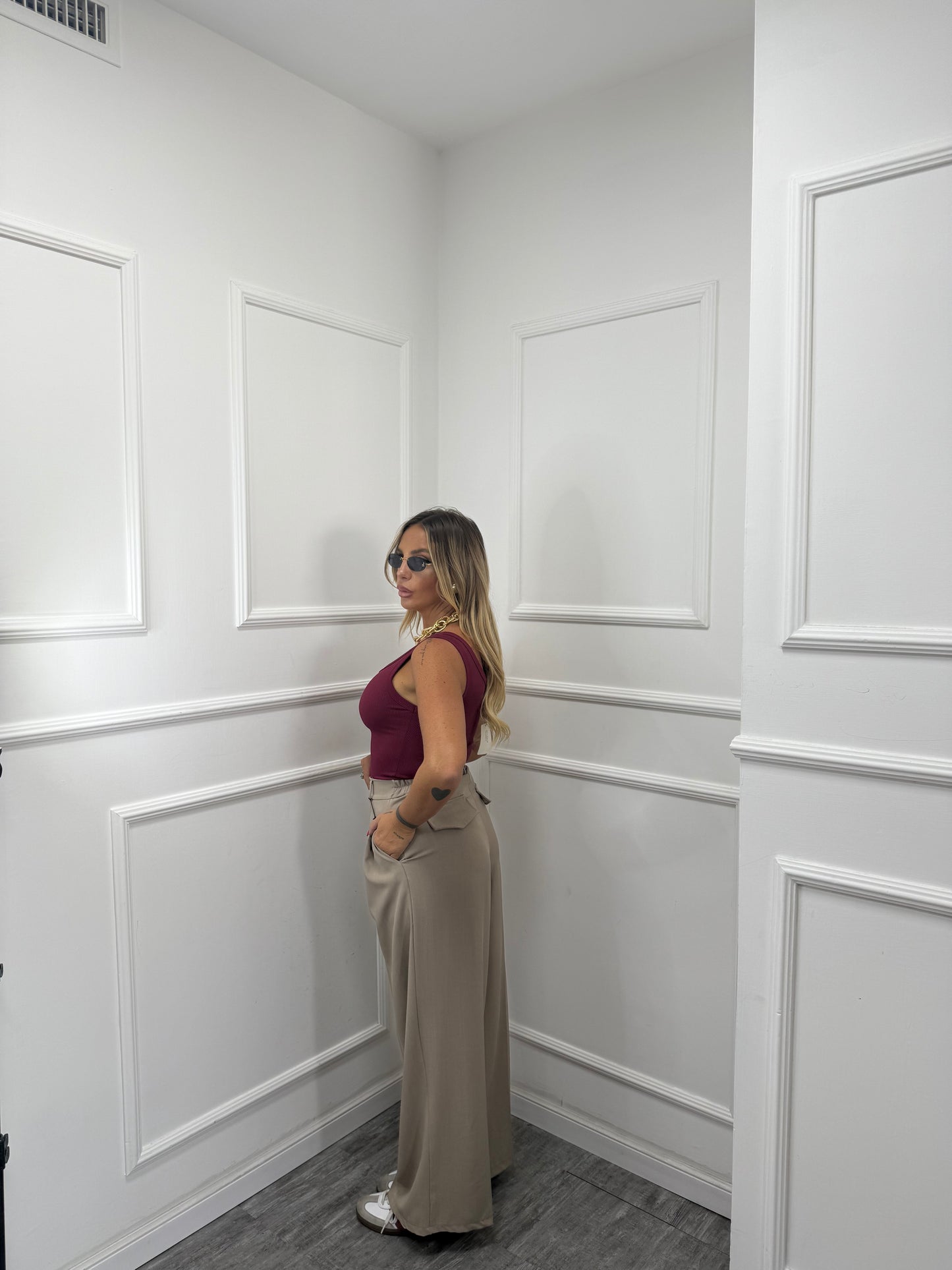 Pantaloni palazzo Back to Office camel 6271