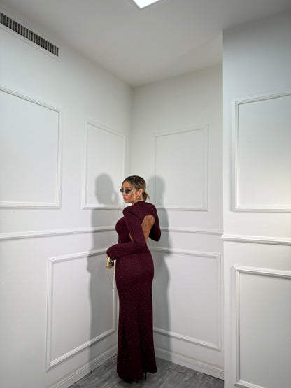 Abito midi in lurex con spalline Zoe bordeaux 12490