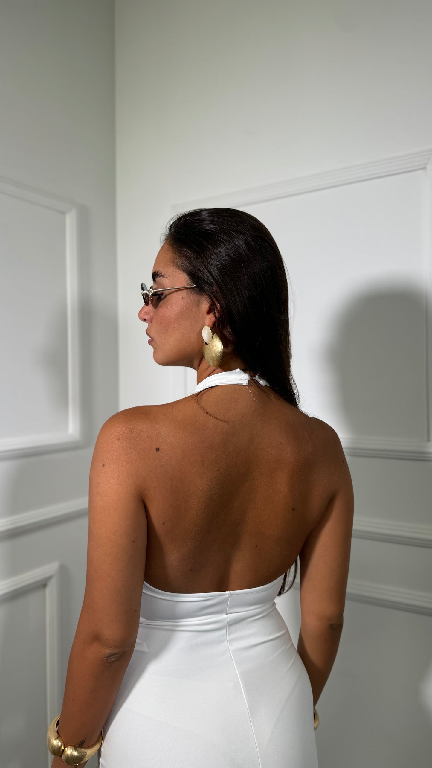 Abito midi in lycra chocker Silas bianco V-20454