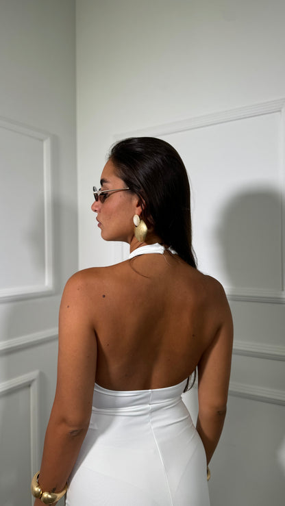 Abito midi in lycra chocker Silas bianco V-20454