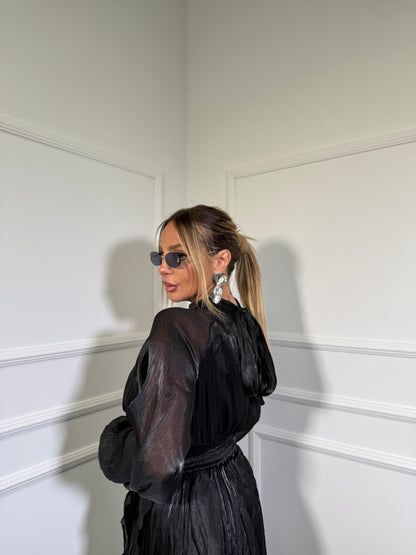 Abito in chiffon satinato Vivienne nero a68710