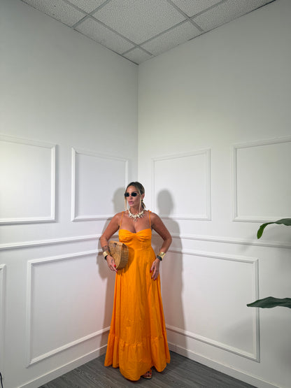 Abito midi in cotone Marlena arancio 33330-28