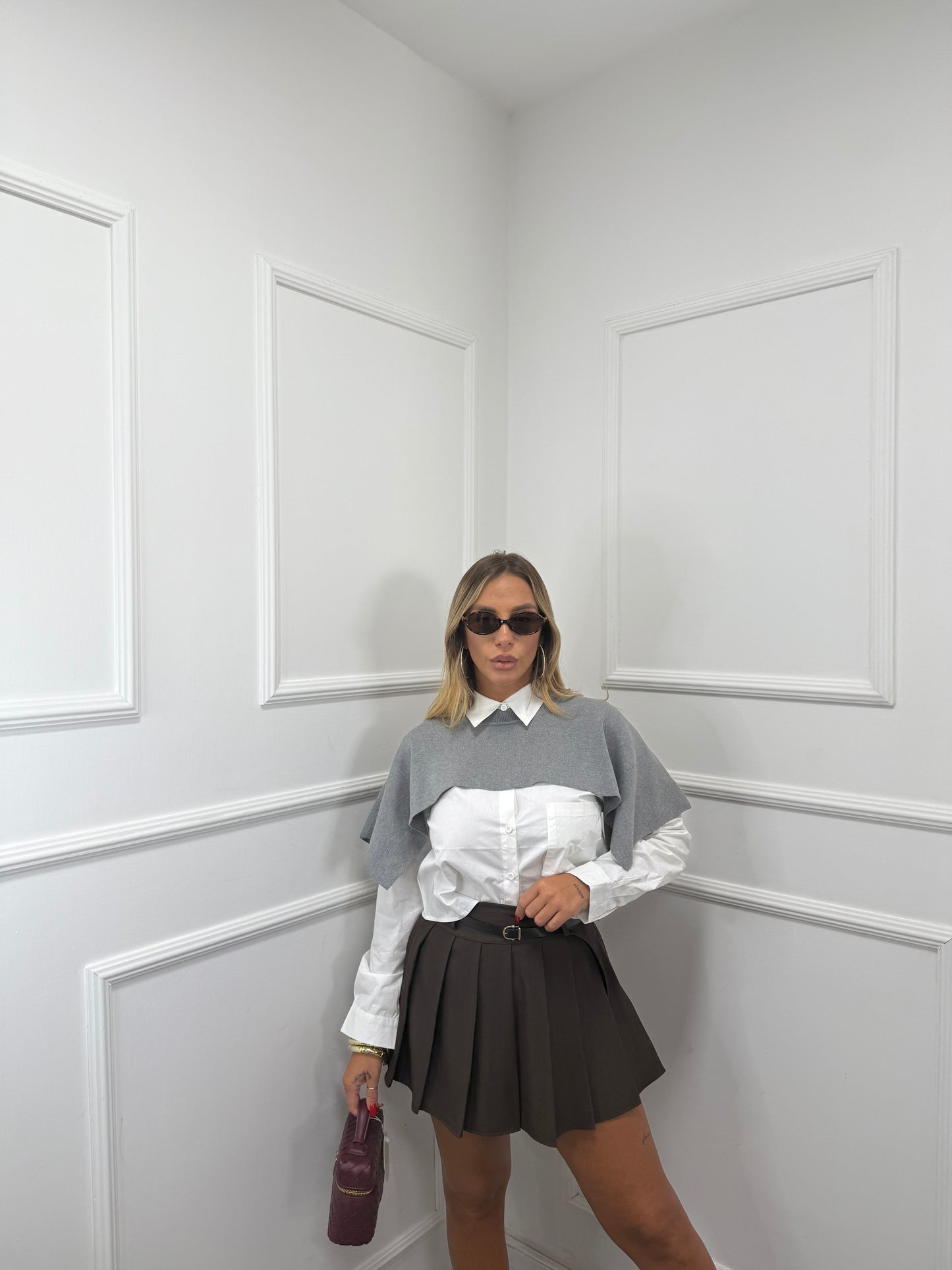 Mini gonna a pieghe Piccadilly cioccolato 943402