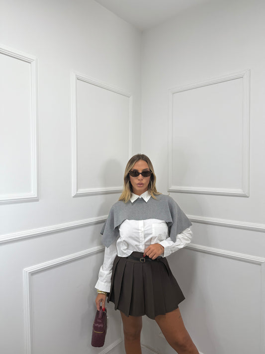 Mini gonna a pieghe Piccadilly cioccolato 943402