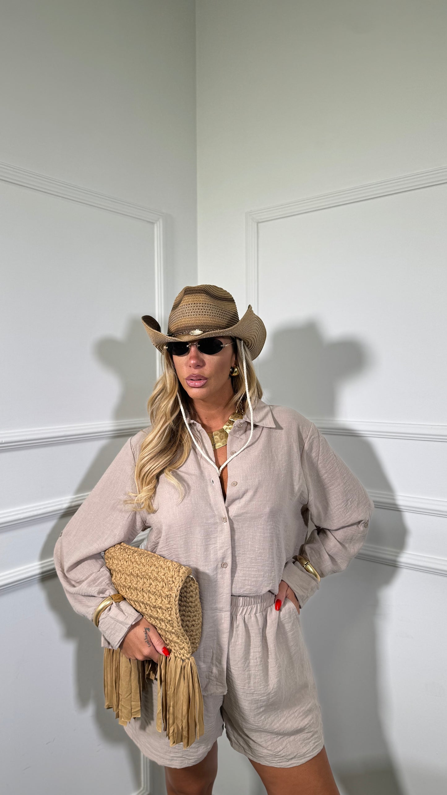 Coordinato misto lino mayra  taupe y51