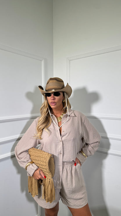 Coordinato misto lino mayra  taupe y51