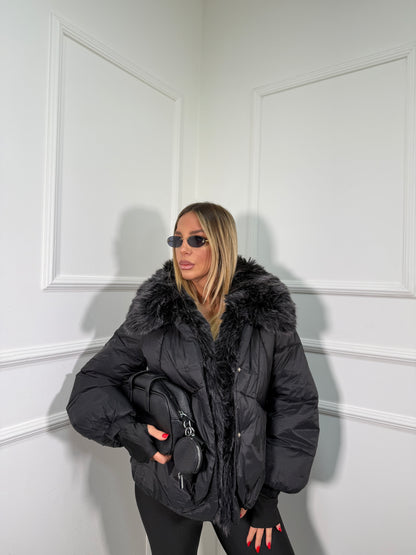 Bomber oversize con ecofur rimovibile Cortina nero fl202257