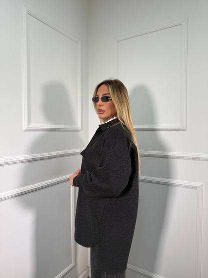 Giacca oversize in panno Brownies nera 13388