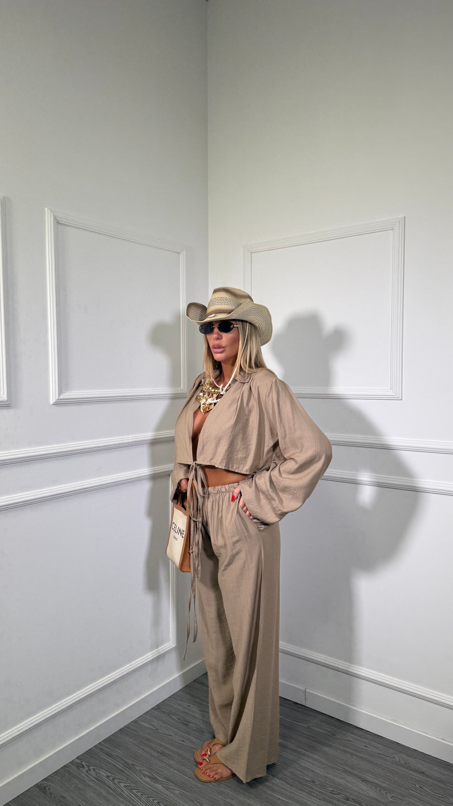 Coordinato con spalline Cancun taupe 8212
