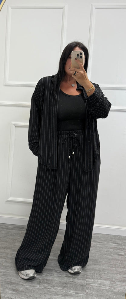 Coordinato gessato Office nero curvy 46/52 25061