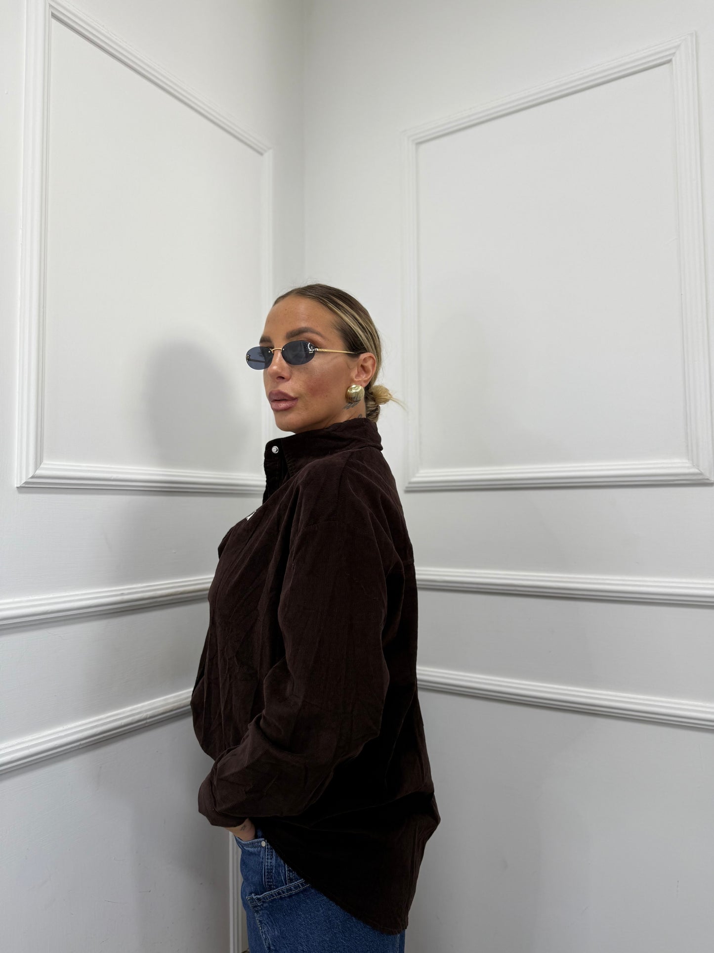 Camicia eco camoscio a costine Bee cioccolato by monique 51307