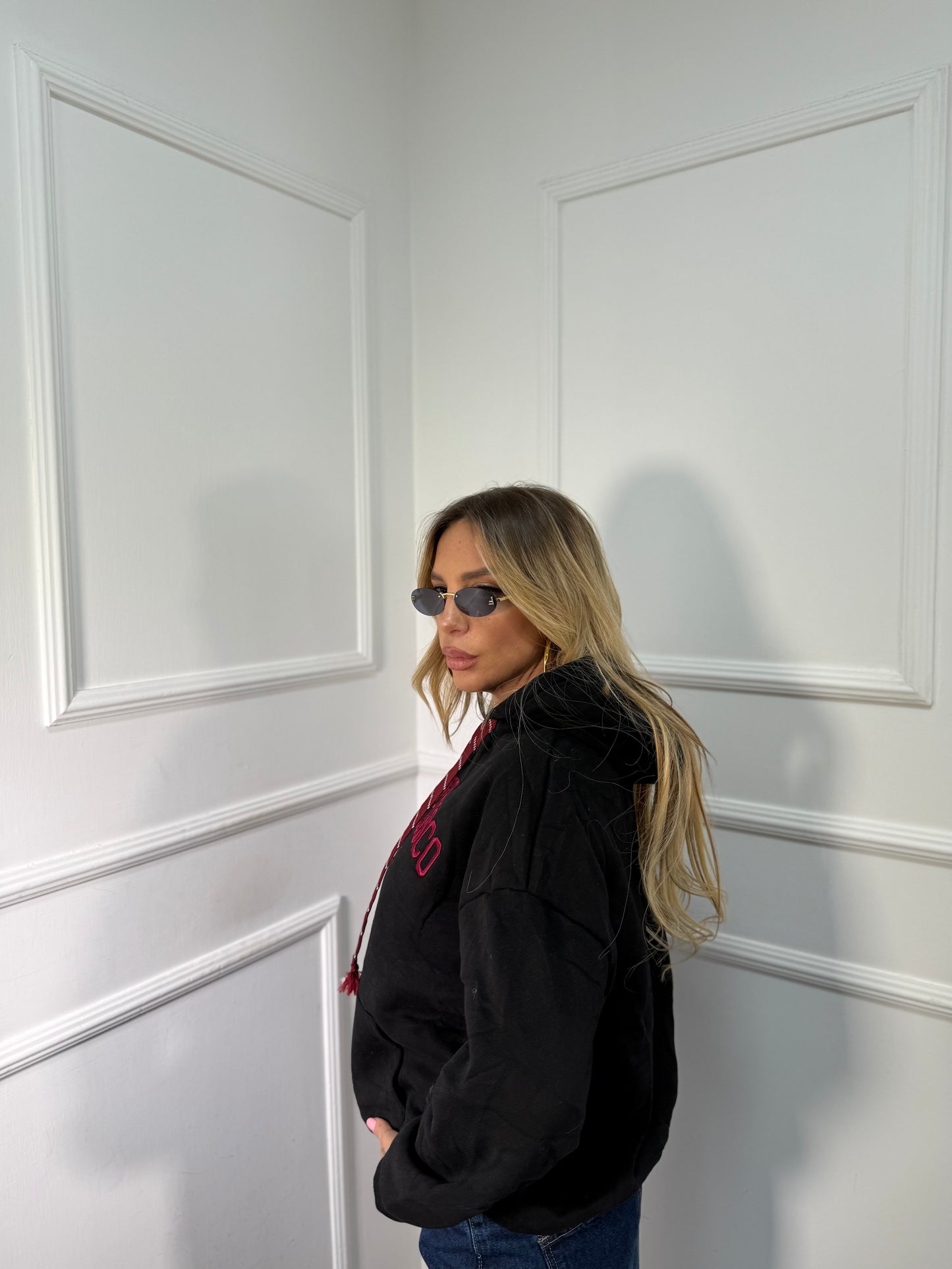 Felpa oversize in pile San Francisco nera a65474