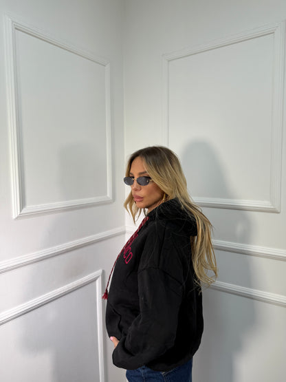 Felpa oversize in pile San Francisco nera a65474