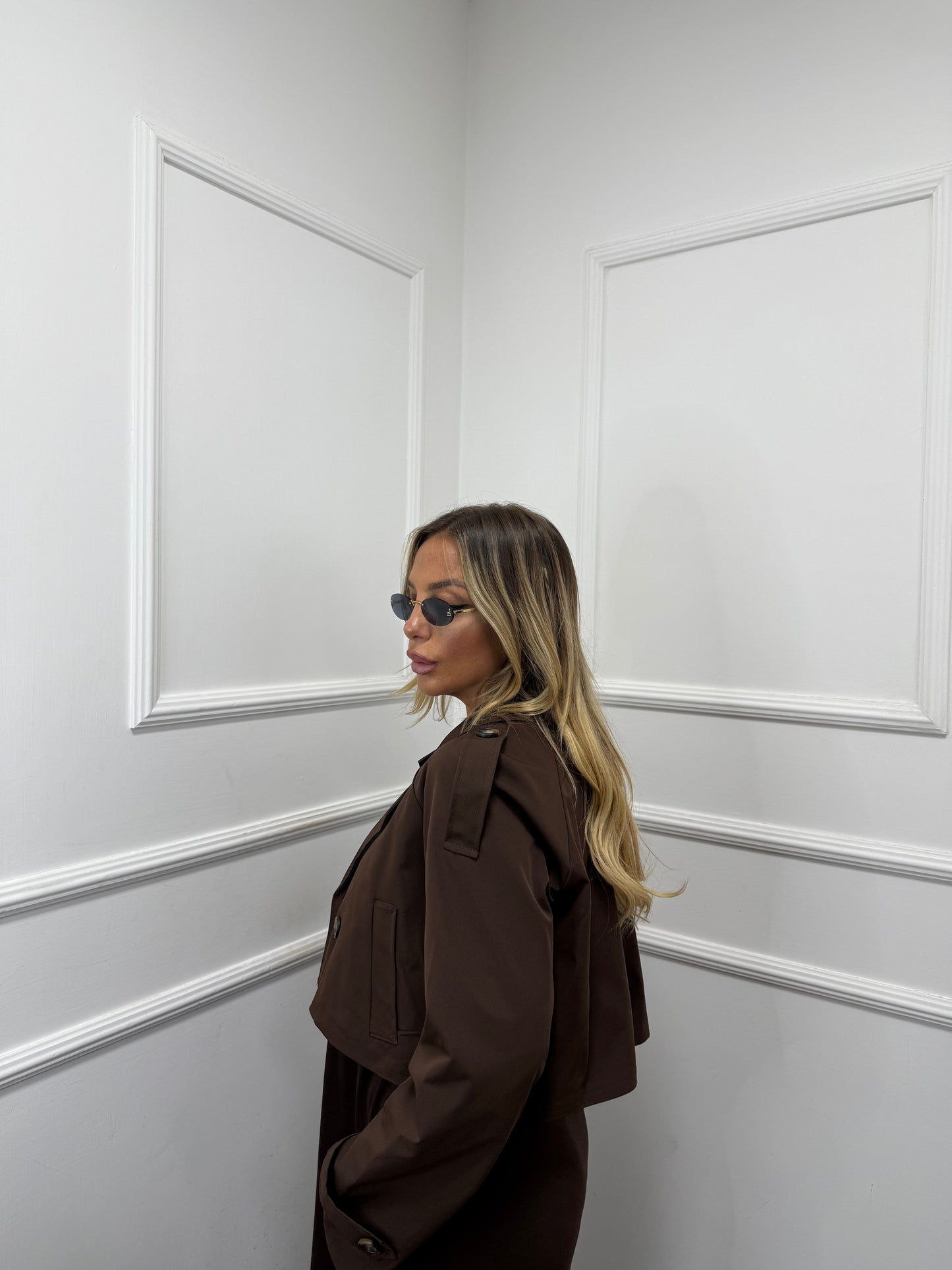 Trench crop Paris cioccolato 5904
